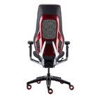 Ergonomic Swivel Gaming Chair Red Leather Headrest Black PA Frame
